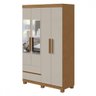 Guarda-roupa Solteiro Zeus 4 Portas 2 Gavetas com Espelho Amêndoa Clean/off White - Móveis Lopas - 2