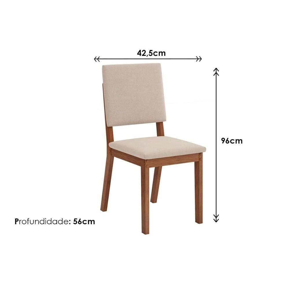 Conjunto: Mesa Sala Jantar Rouge Tampo Madeirado C/ Vidro Curvo 136x90cm e 4 Cadeiras Talia Cedro/ - 2