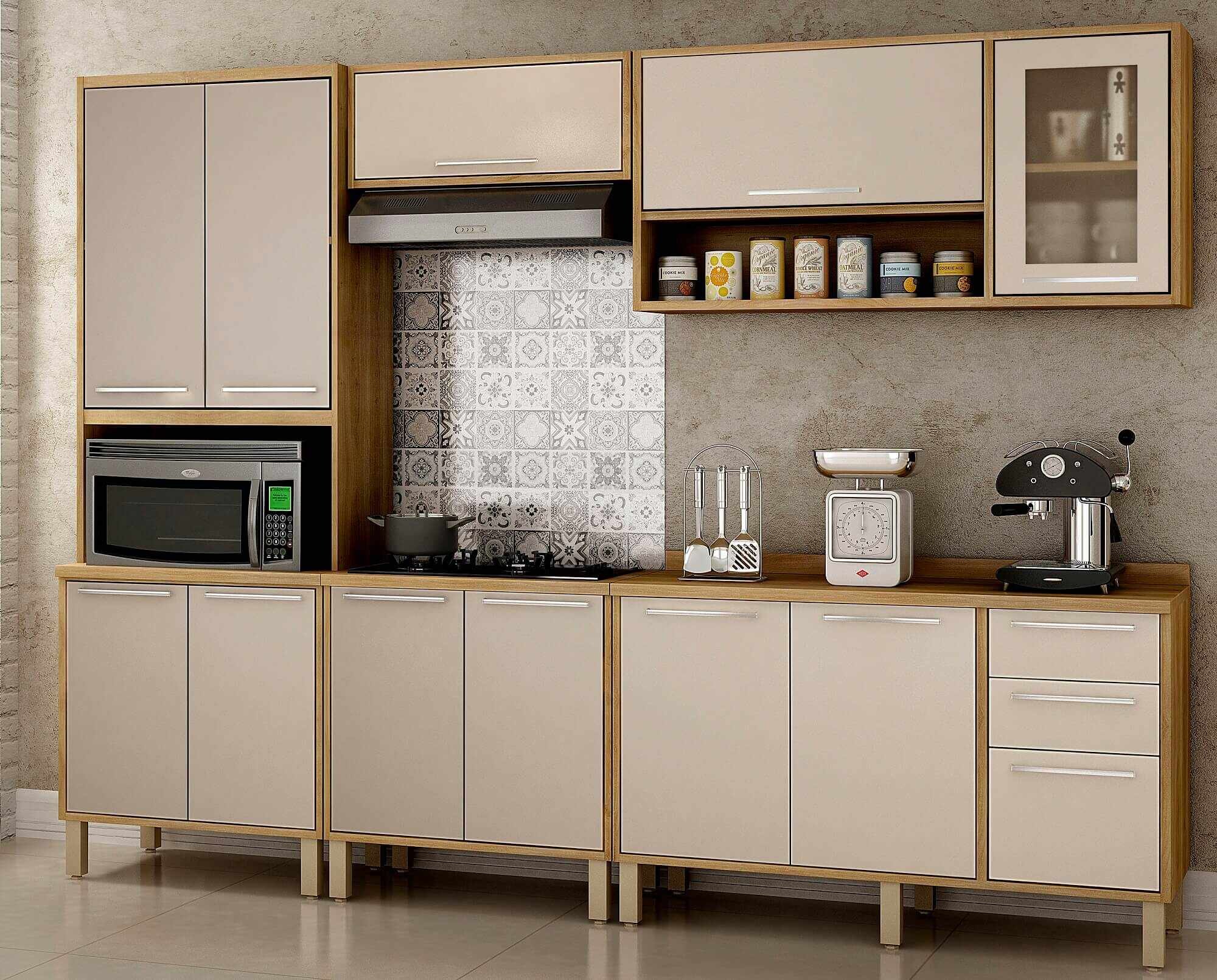 Cozinha Completa Paris Sallêto Móveis:CARVALHO - 4