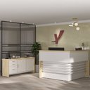 Ver imagem 2 de Conjunto Balcão Recepção em L e Balcão 2 Portas 3 Gavetas Corp A06 Olmo/branco - Mpozenato