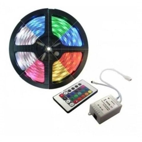 Fita Led Ultra Fina 5m Rgb 2835 Smd Prova D'agua + Controle