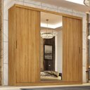 Ver imagem 2 de Guarda Roupa Dalila 3 Portas, 4 Gavetas e 3 Cabideiros Flex Cinamon Touch com Espelho - Demóbile