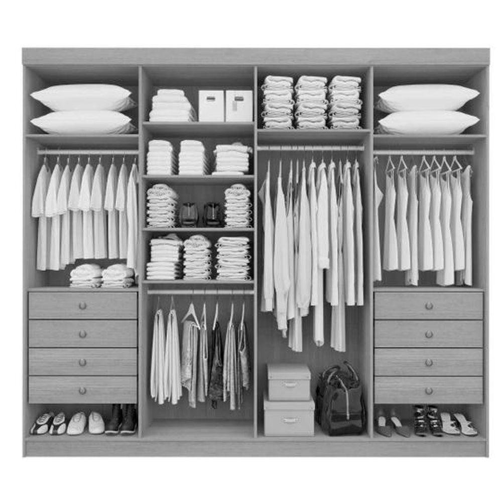Guarda Roupa Daymond 6 Portas e 8 Gravetas 100% Mdf D'doro Cinamomo Off - 4