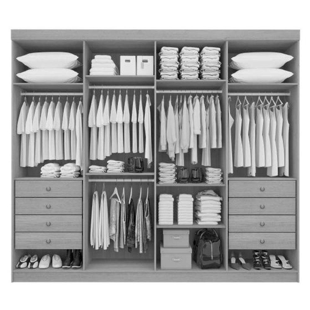 Guarda Roupa Daymond 6 Portas e 8 Gravetas 100% Mdf D'doro Cinamomo Off - 3