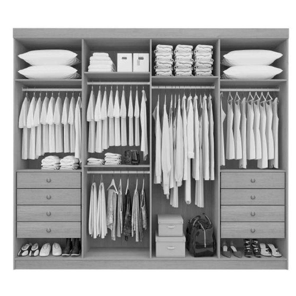 Guarda Roupa Daymond 6 Portas e 8 Gravetas 100% Mdf D'doro Cinamomo Off - 2