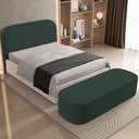 Ver imagem 1 de Cabeceira Cama Box Casal 140cm Lanna com Puff Recamier Doha W01 Suede Verde Musgo - Lyam Decor