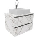 Ver imagem 1 de Gabinete de Banheiro 60 Cm 2 Gavetas com Cuba Joana Mármore Branco