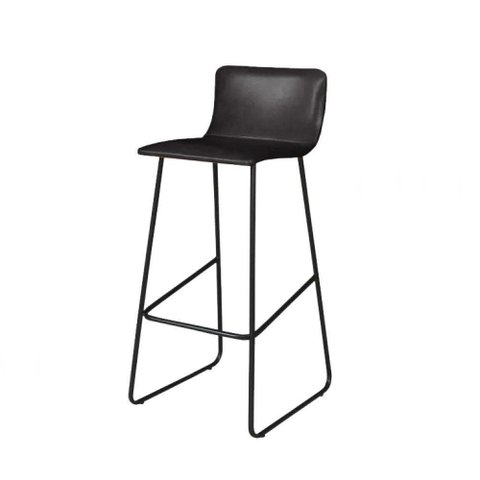Banqueta Dubai Couro Sintético Base Aço Carbono com Encosto Fixo Preto C&m Decor