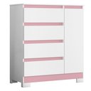 Ver imagem 1 de Cômoda Sapateira Olímpia 1 Portas e 4 Gavetas Quadriflex Branco/rosa - Móveis Albatroz