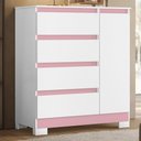 Ver imagem 2 de Cômoda Sapateira Olímpia 1 Portas e 4 Gavetas Quadriflex Branco/rosa - Móveis Albatroz