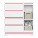 Ver imagem 4 de Cômoda Sapateira Olímpia 1 Portas e 4 Gavetas Quadriflex Branco/rosa - Móveis Albatroz