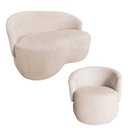 Ver imagem 1 de Kit Namoradeira + Poltrona Decorativa Beatriz Orgânica Veludo Marfim
