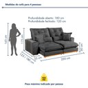 Ver imagem 4 de Sofa Retratil e Reclinavel Milano 250cm Kc Rei de Casa Veludo Cinza