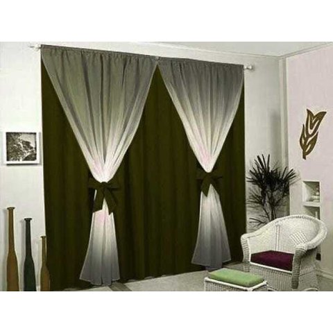 Cortina para Varão com Voal e Laço 2,50x1,80 Admirare - Verde Musgo