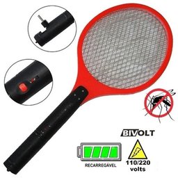Raquete Mata Insetos Mosquito Mosca Voadores Recarregável Bivolt Elétrica Eficiente Portátil - 5