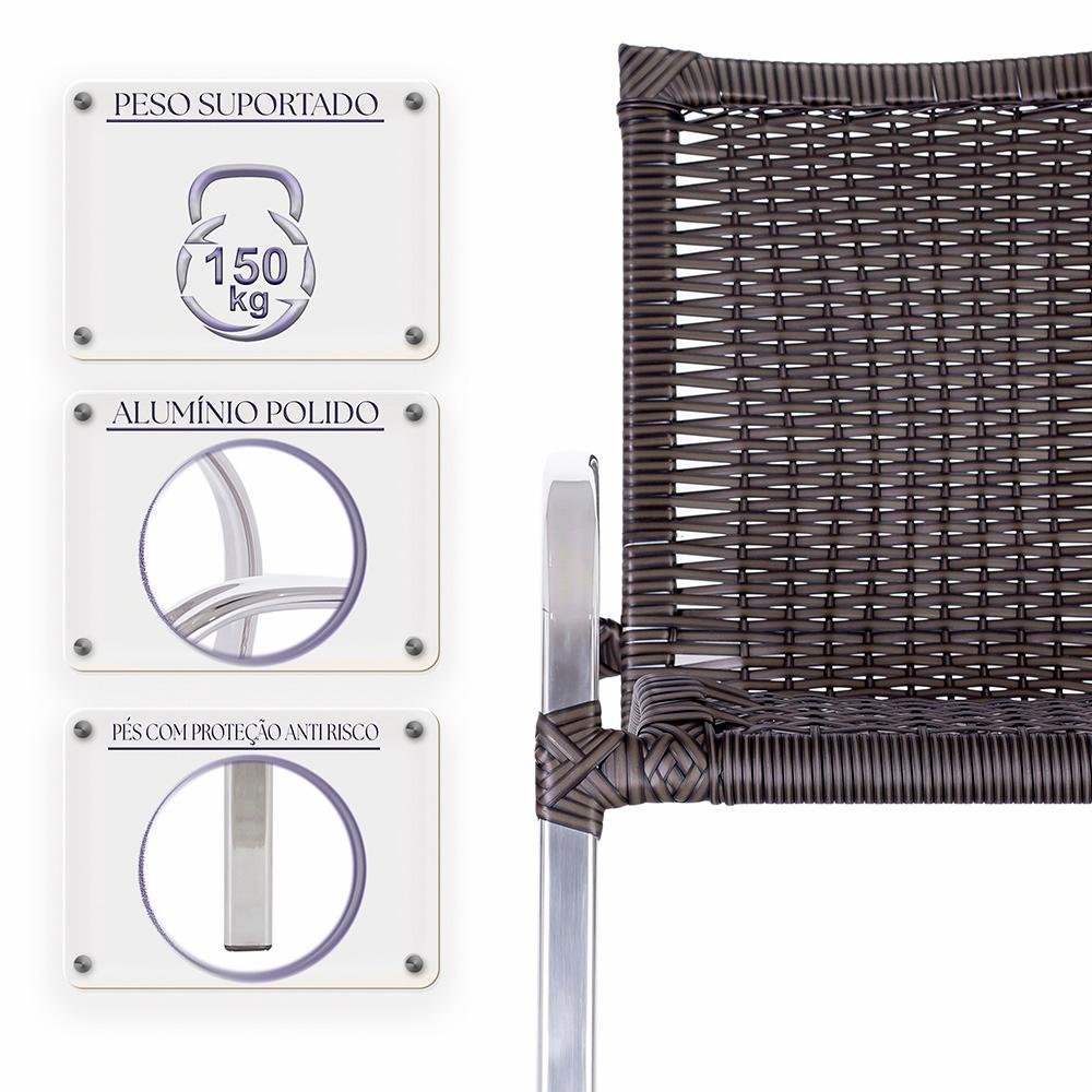 3 Cadeiras Colombia Para Área Externa, Edícula Em Aluminio E Fibra Sintetica - 4
