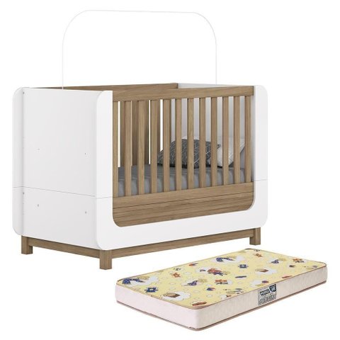 Berço Americano Mini Cama Aconchego com Colchão Supreme - Móveis Henn Branco/jequitibá