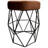 Puff Decorativo Hexágono Cristal Veludo Marrom Base Preto - 1
