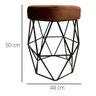 Puff Decorativo Hexágono Cristal Veludo Marrom Base Preto - 2