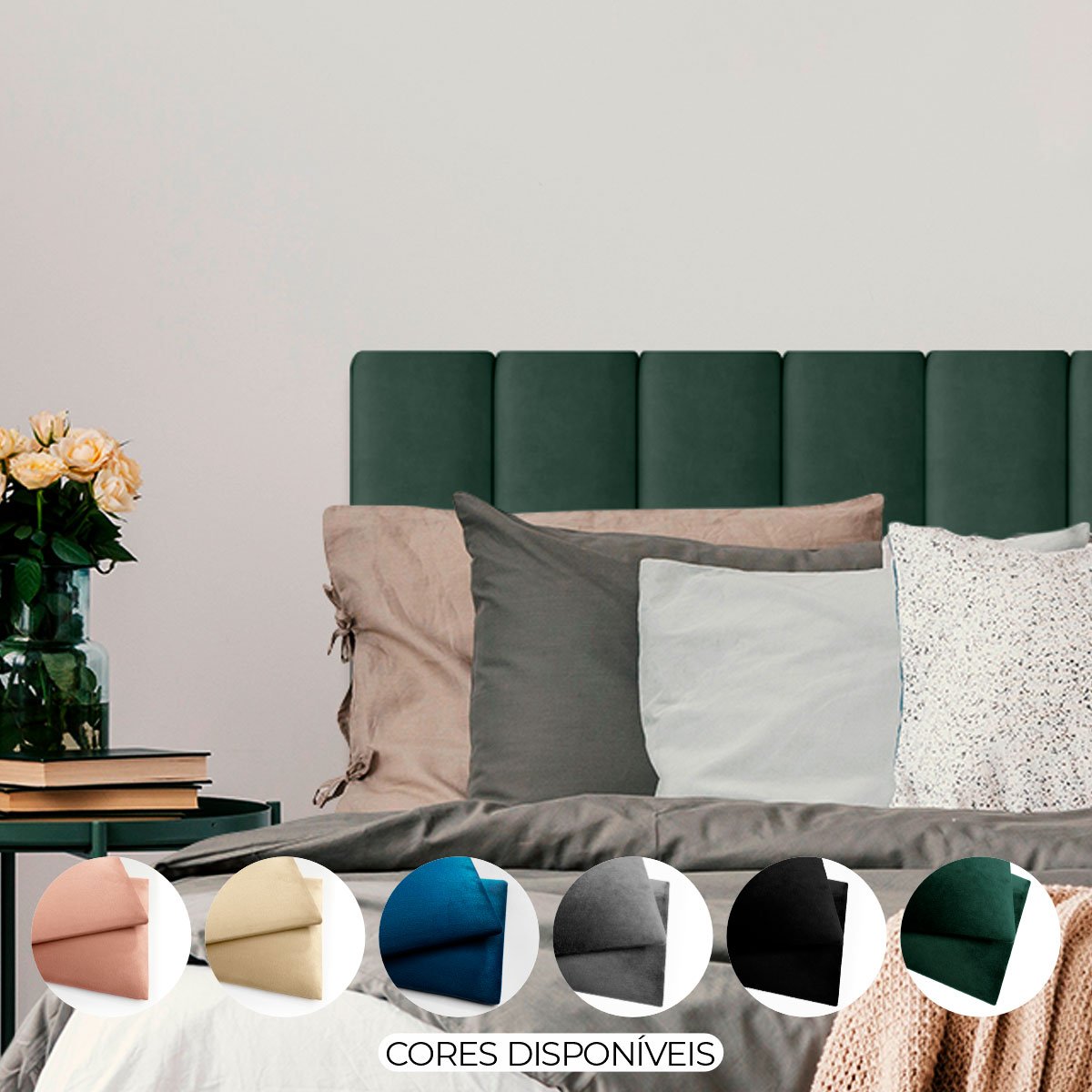 Cabeceira Almofada Para Cama Verde Decoração Quarto - 1