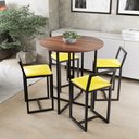 Ver imagem 1 de Conjunto Mesa 4 Cadeiras Estofado Tampo Imbuia Redondo Industrial Black