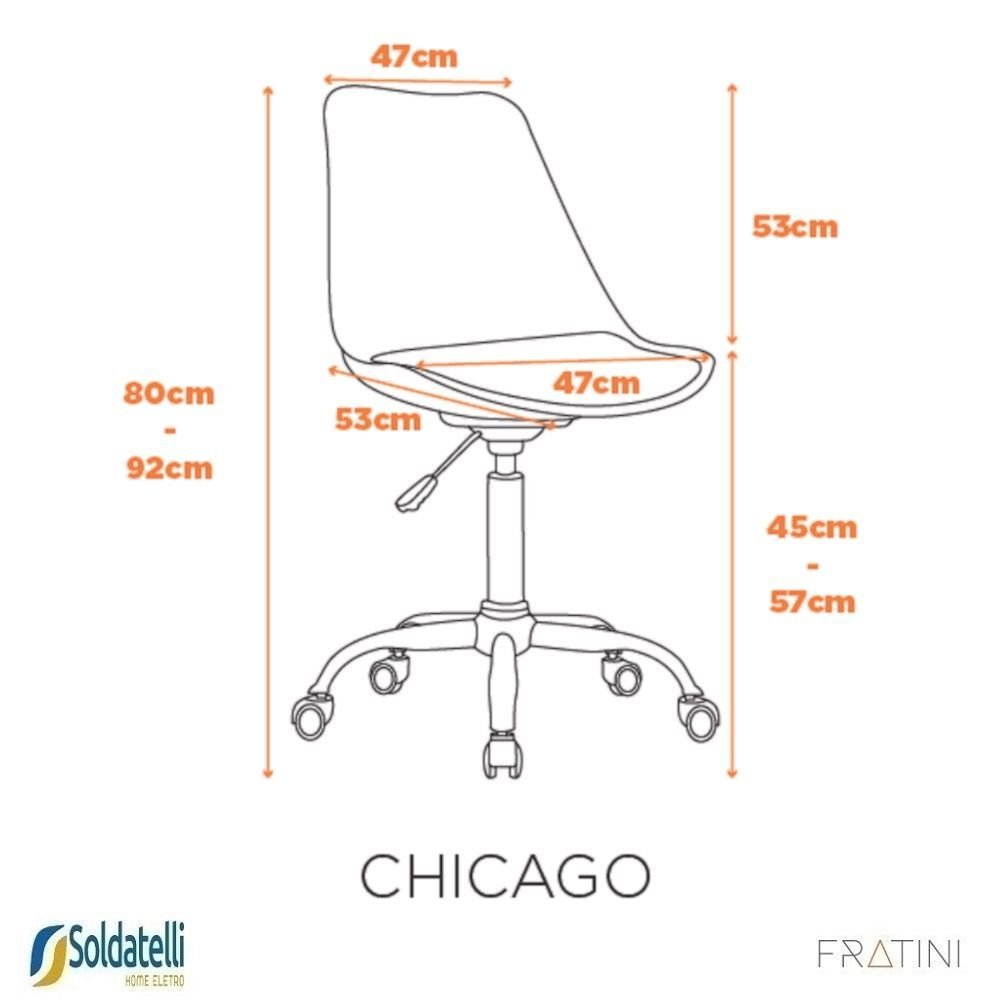 Kit 2 Cadeiras Office Giratória Chicago Pu Várias Cores - Fratini - 6