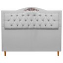 Ver imagem 3 de Cabeceira Estofada Provençal Luxo Casal 140cm com Aplique Mdf Linho Cinza Sofa Store