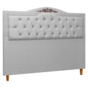 Ver imagem 1 de Cabeceira Estofada Provençal Luxo Casal 140cm com Aplique Mdf Linho Cinza Sofa Store