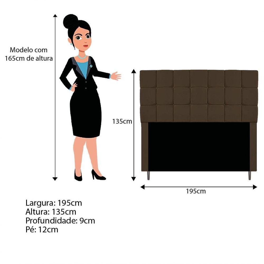 Cabeceira Estofada Manchester 195cm King Size Suede Marrom - 3