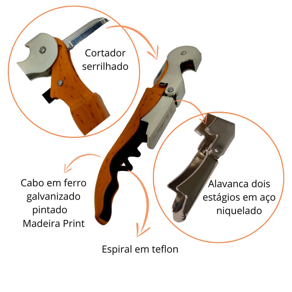 Saca-rolha Pulltex Pulltaps Madeira Print e Caixa de Pinus - 3