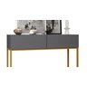 Aparador Buffet Pequeno com Pés de Metal Dourado Eros 90cm Cinza Acabamento Fosco Cantinho Café - 3