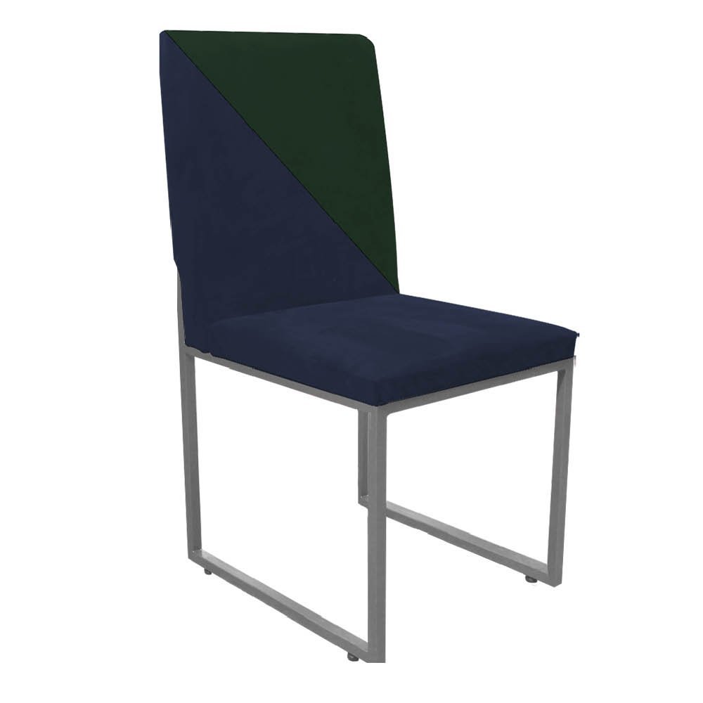 Kit 08 Cadeira Office Stan Duo Sala de Jantar Industrial Ferro Cinza Suede Azul Marinho e Verde Musg - 1