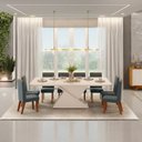 Ver imagem 1 de Conjunto Mesa Zafira Tampo Chanfrado Curvo 8 Cadeiras Nara