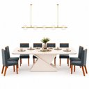 Ver imagem 2 de Conjunto Mesa Zafira Tampo Chanfrado Curvo 8 Cadeiras Nara