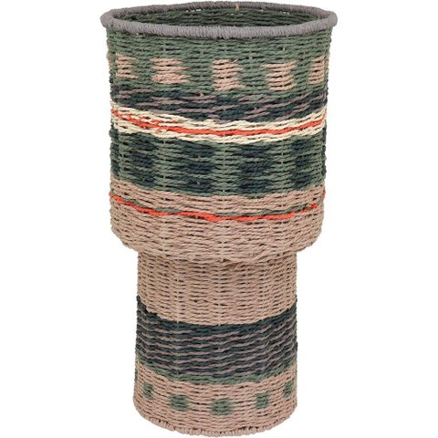 Vaso Decorativo Enfeite Casa Fibra 58x32x32cm Verde