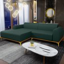 Ver imagem 2 de Sofá 3 Lugares com Chaise Esquerdo Sala Estar Molino 230cm D02 Linho Verde Musgo C-117 - Lyam