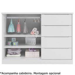 Quarto Infantil Completo Perola com Guarda Roupa 3 Portas e Cômoda 2 Portas branca - Phoenix Baby - 5