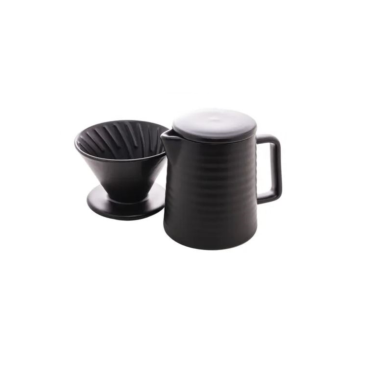 Bule 600ml com Suporte Filtro Tampa Cerâmica Preto - Wolff