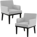 Ver imagem 1 de Kit 02 Poltronas Decorativas Sala de Estar Base Preto Beatriz W01 Bouclê Cinza - Lyam Decor