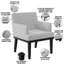 Ver imagem 7 de Kit 02 Poltronas Decorativas Sala de Estar Base Preto Beatriz W01 Bouclê Cinza - Lyam Decor