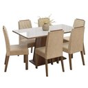Ver imagem 2 de Conjunto Sala de Jantar Tampo de Vidro 6 Cadeiras Rustic/Branco/Imperial Peônia Madesa