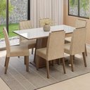 Ver imagem 1 de Conjunto Sala de Jantar Tampo de Vidro 6 Cadeiras Rustic/Branco/Imperial Peônia Madesa