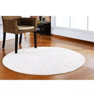 Tapete Redondo Sala Quarto 1,00 M Classic Branco