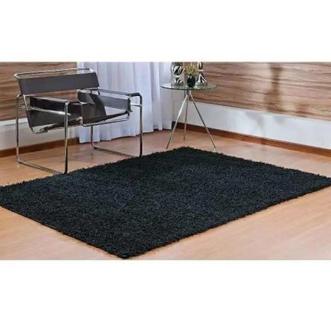 Tapete Sala Shaggy Lyon 50 Mm Preto 200 x 250 Antiderrapante