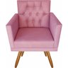 Kit 4 Poltronas Sala Larah Capitonê E Puff Suede Rosê - 2