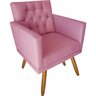 Kit 4 Poltronas Sala Larah Capitonê E Puff Suede Rosê - 3