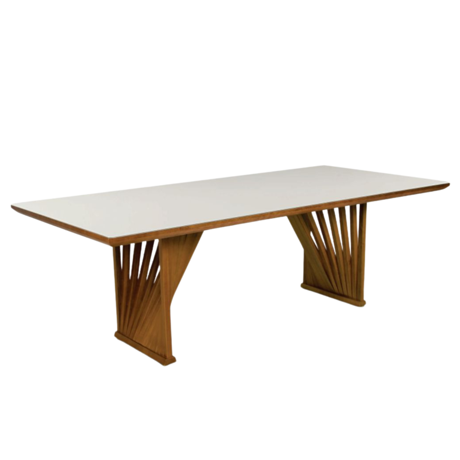 Mesa Ripada Avelã 1,80m X 1,00m Vidro Off White Inspirare - 1