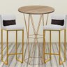 Kit Mesa Bistrô Flork e 4 Banqueta Lucca Tampo Castanho Ferro Dourado Sintético Branco e Almofada Ma - 2