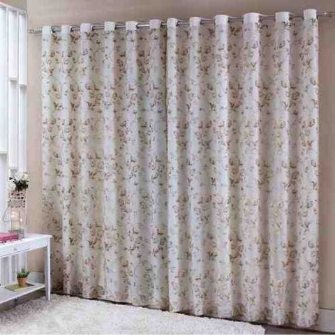 Cortina Sala Quarto 300 X 250 Devore Dupla com Forro Marfim Sultan