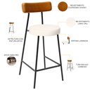 Ver imagem 4 de Kit 06 Banquetas Baixa Cozinha Sala Jantar Bancada Milão L02 Couríssimo Whisky Linho Cru - lyam deco